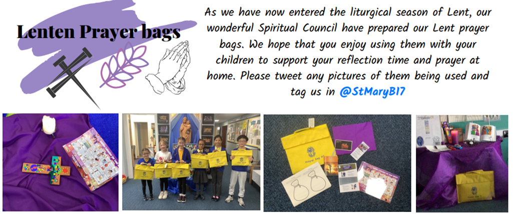 The Spiritual Council have prepared Lent Prayer Bags for our families to use at home this Lent.