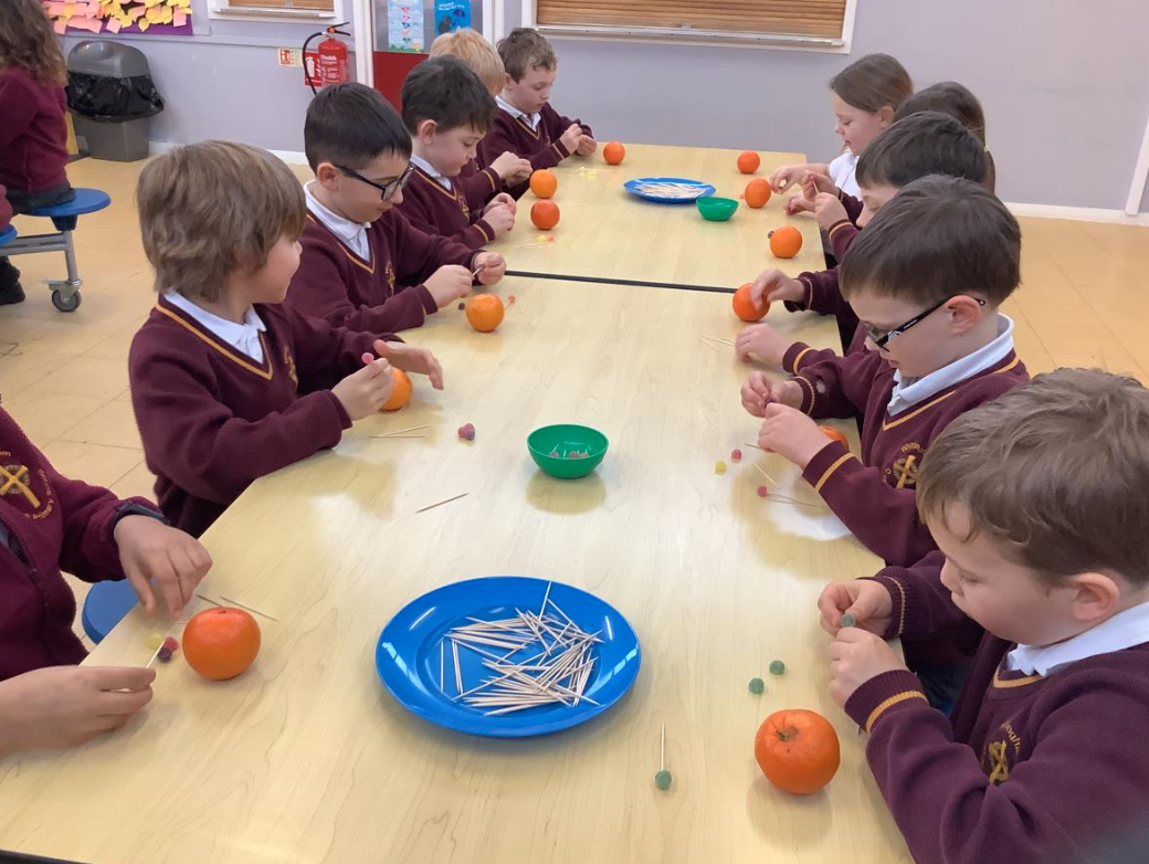 Class 1 Making our Christingles with Rev Rich 