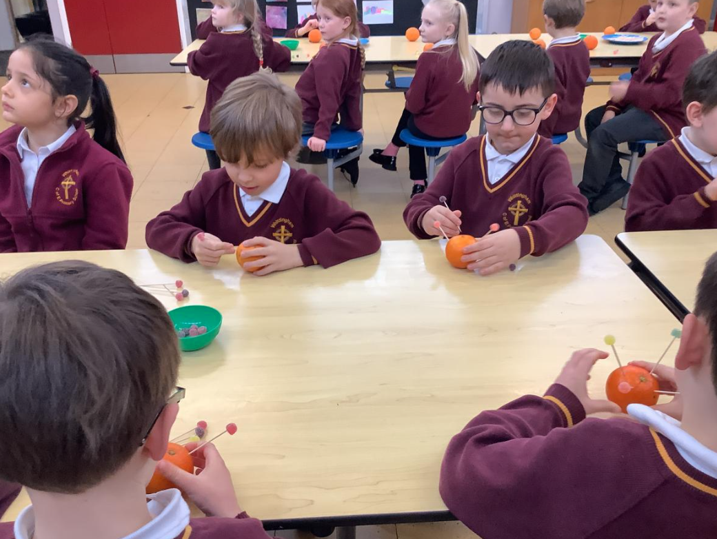 Class 1 Making our Christingles with Rev Rich 