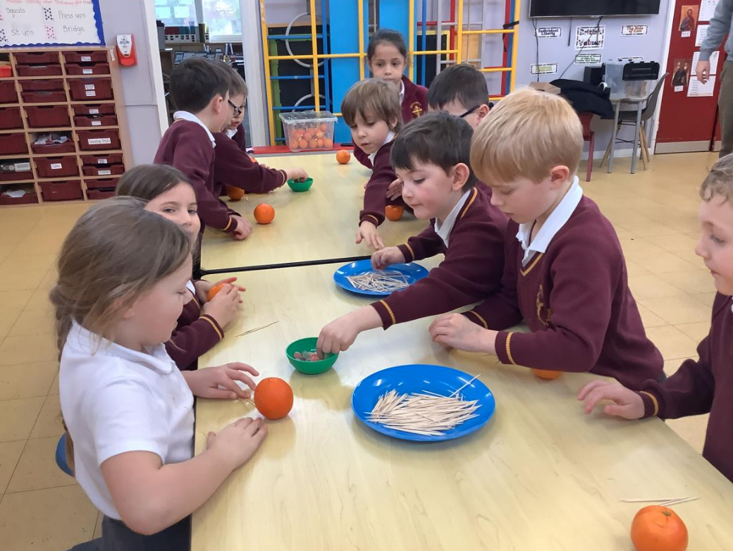 Class 1 Making our Christingles with Rev Rich 