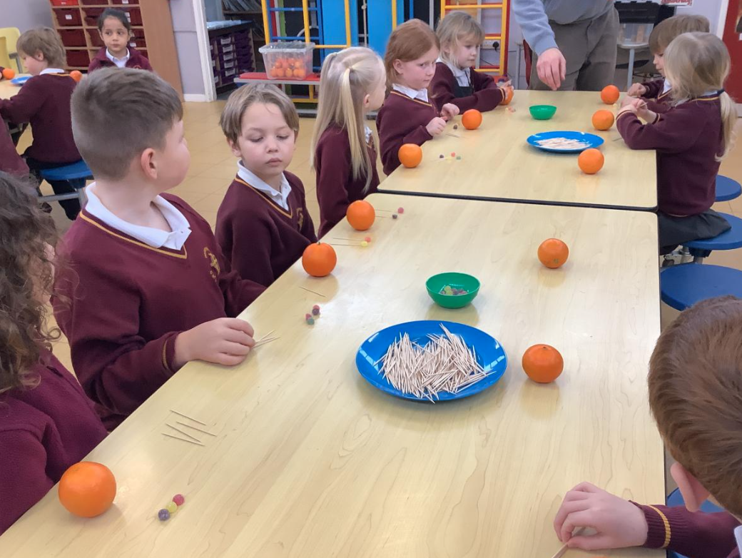 Class 1 Making our Christingles with Rev Rich 