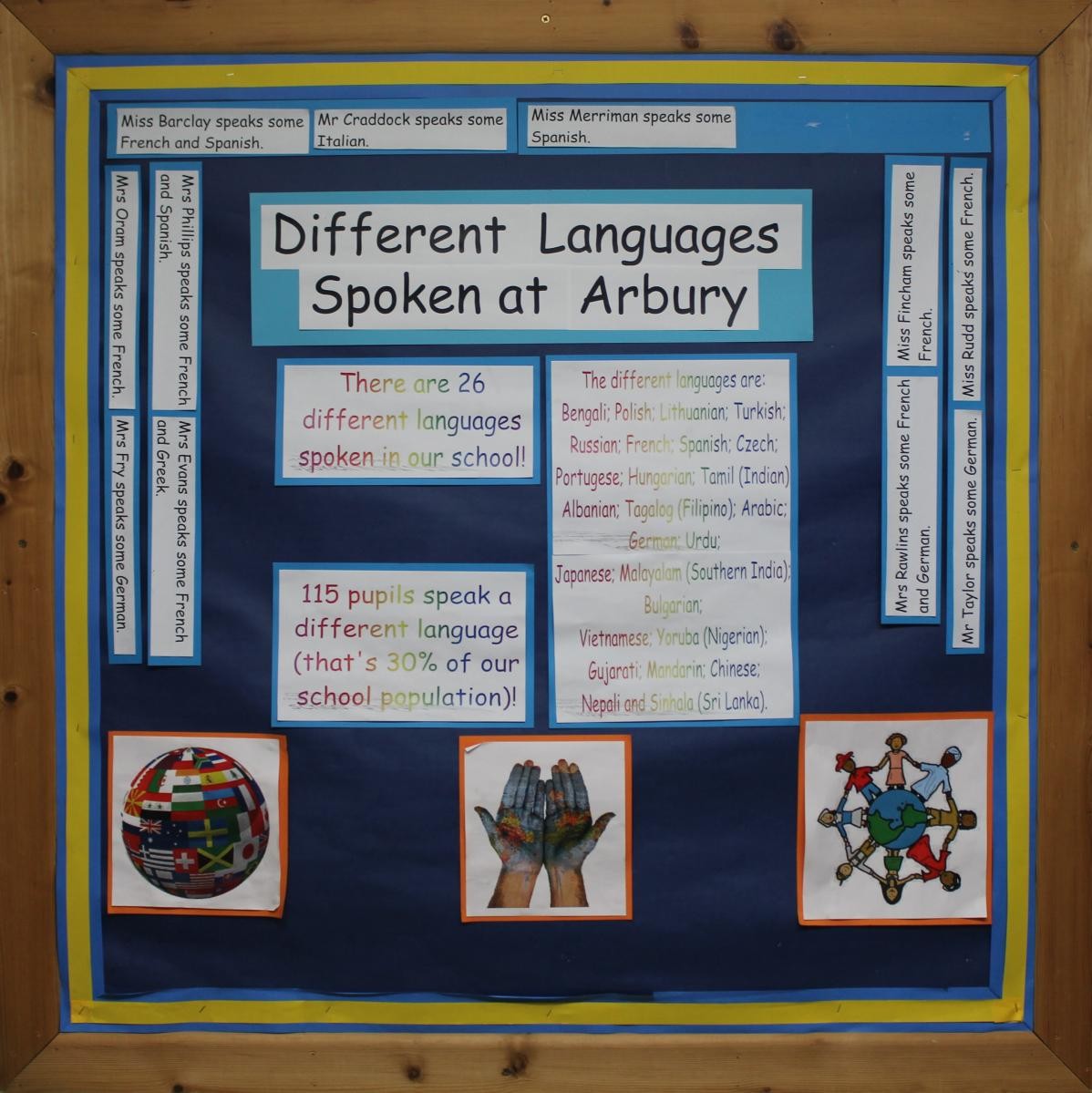 We celebrate the rich diversity of languages spoken by our children and staff.