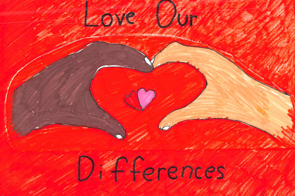 Anti racism poster made by pupil. 