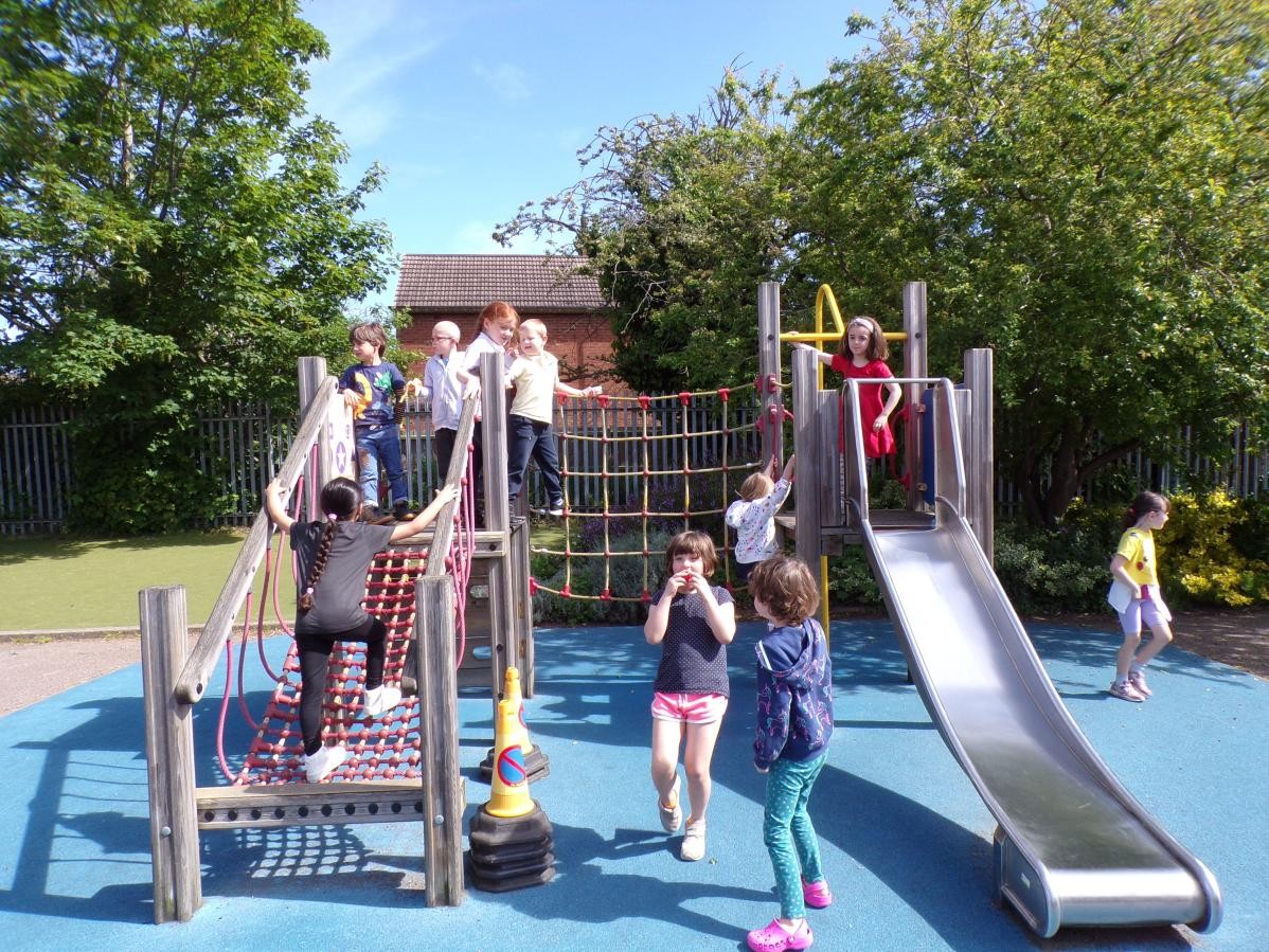 Our climbing area and slide. 
