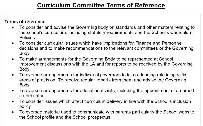 Curriculum Committee Terms of Reference