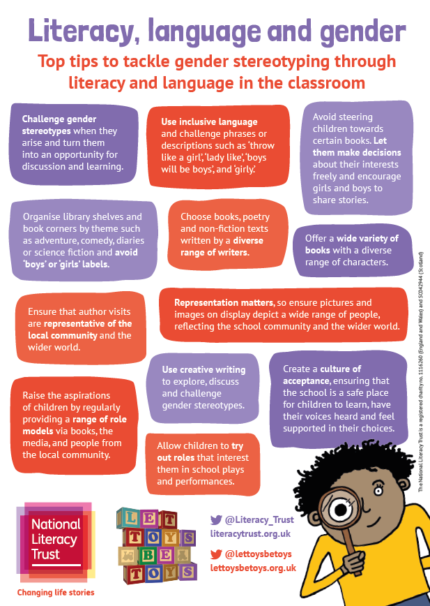 Top tips to tackle gender stereotyping through literacy and language. 