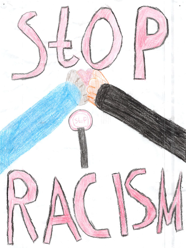 Anti racism poster made by pupil. 