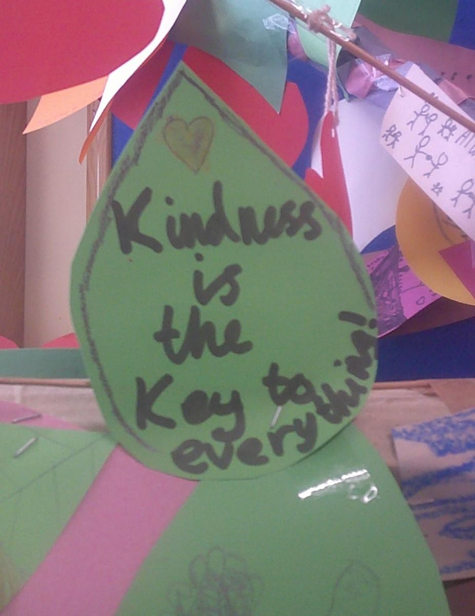 One of our children made this leaf - the message just perfectly sums up what we have been thinking about the importance of kindness.