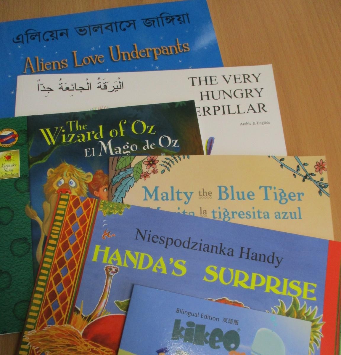 Bi lingual texts in classes.