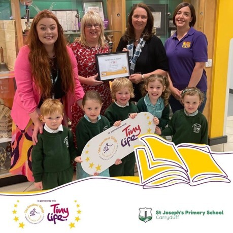 Staff and pupils receiving our PremAware Award June 2023