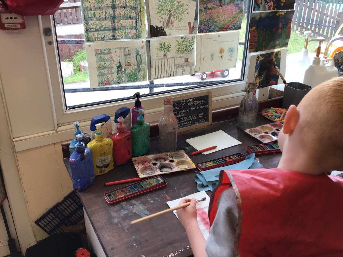 They work of different artists is used to give the children their own ideas.