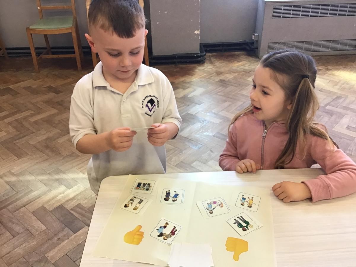 These children are talking about what they would do if a friend wasn't showing friendly behaviour.