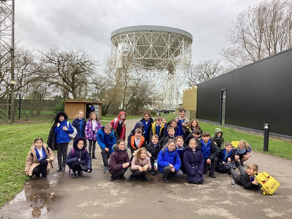 Smiling pupils on school trip