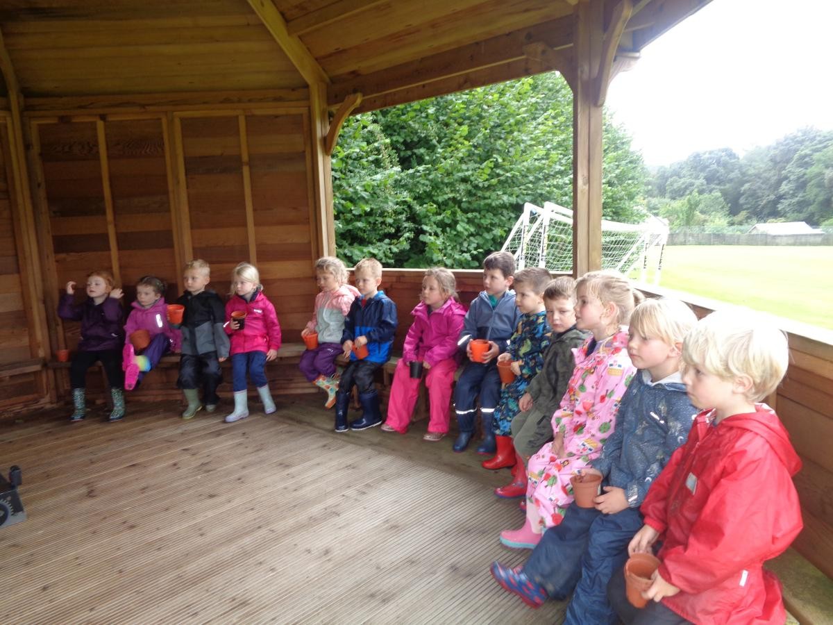 The outside classroom is great for reading a story.