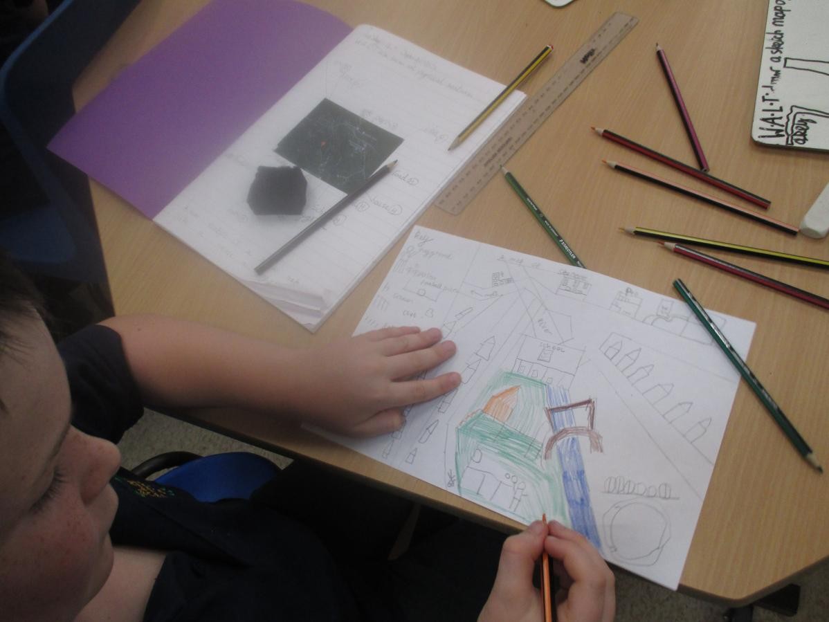 In our Geography 'Discovery Day' we drew sketch maps.
