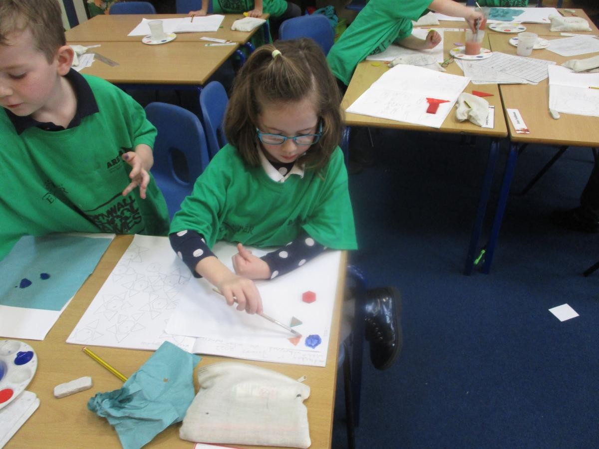 In our art lesson we painted geometric shapes.