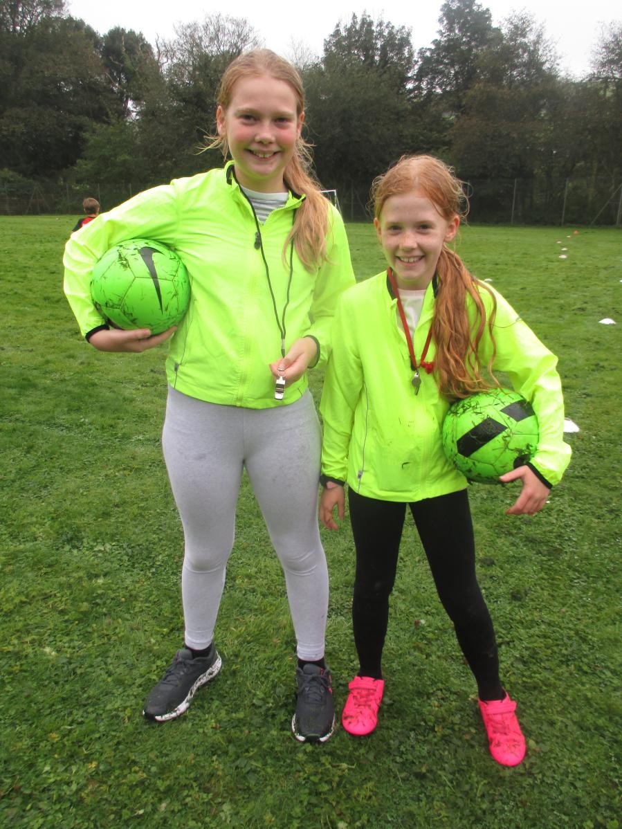 Lillian and Abbie are members of our Sports Crew. They refereed the LKS2 Football Tournament.