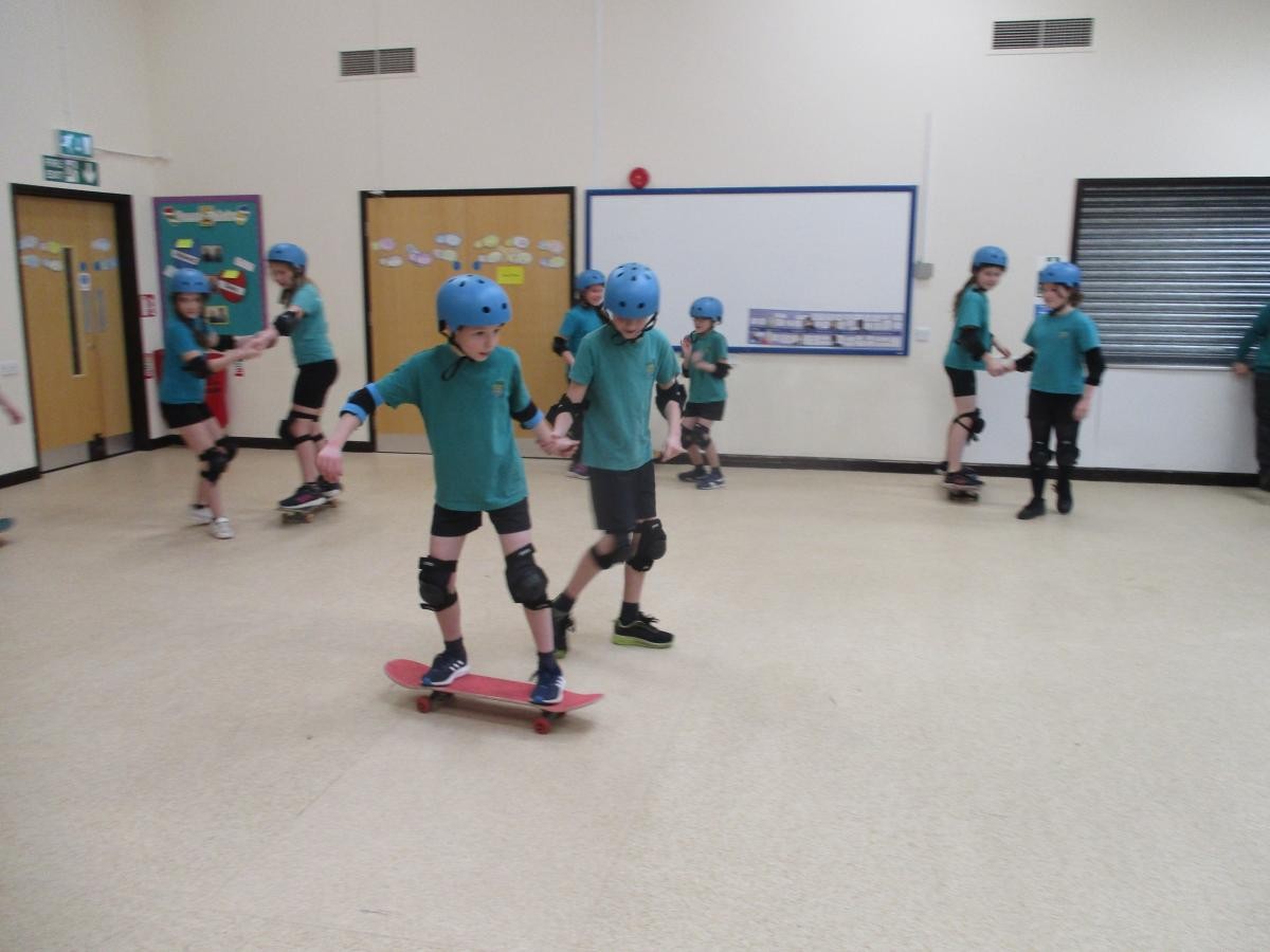 Scooter and skateboarding 