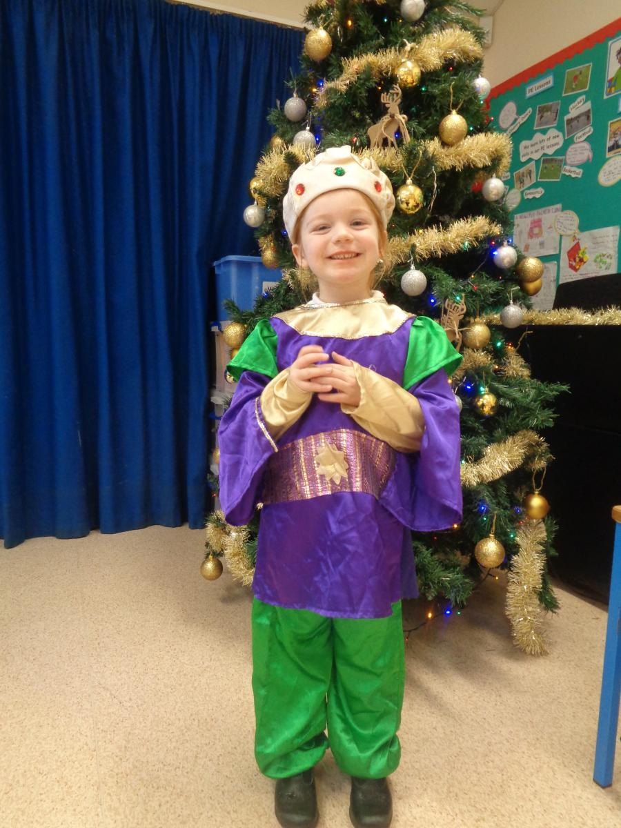 Evie did a great job as one of the three wise men. She did a good job with her lines.