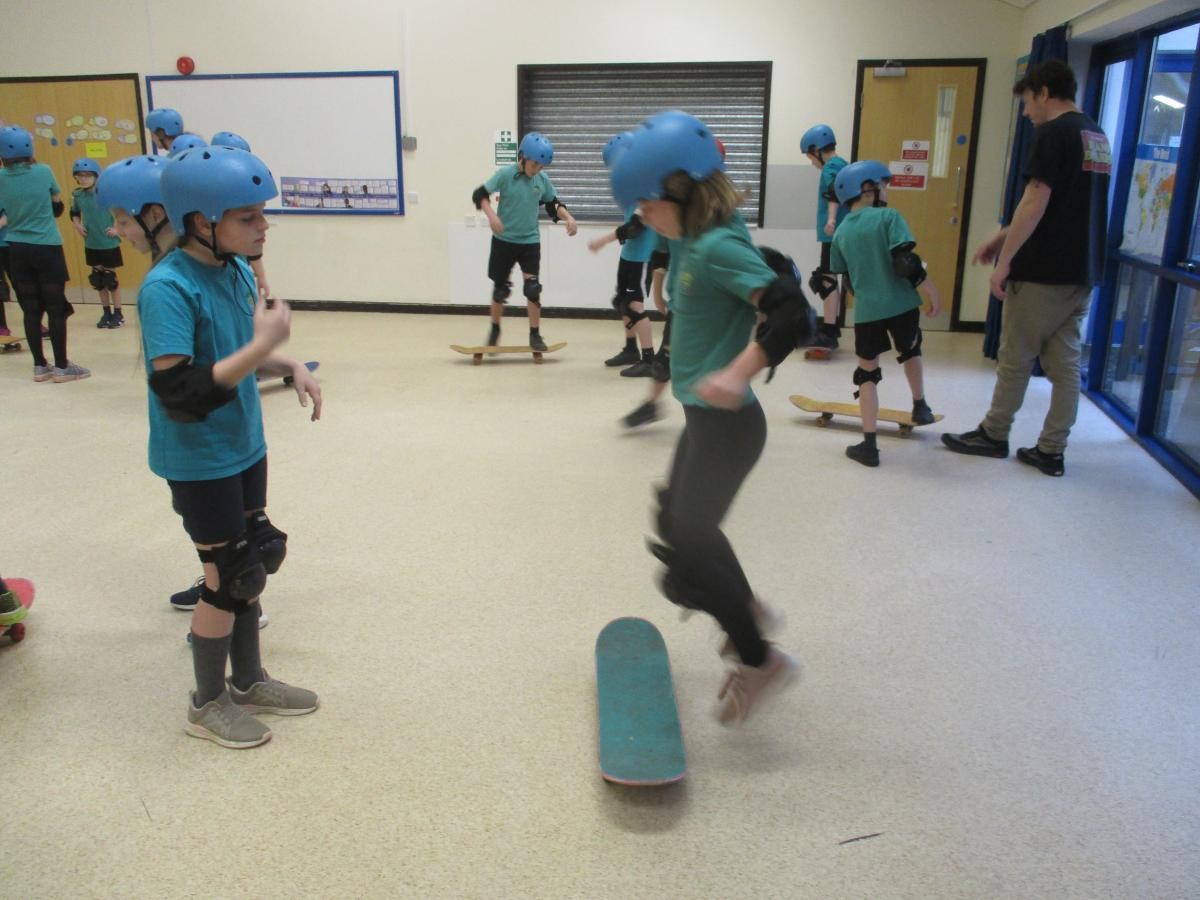 Scooter and skateboarding 