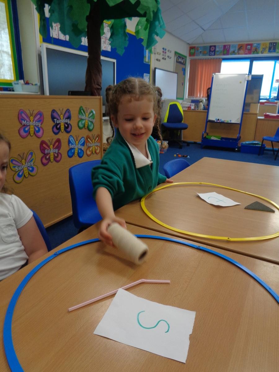 Sorting objects by initial sounds.