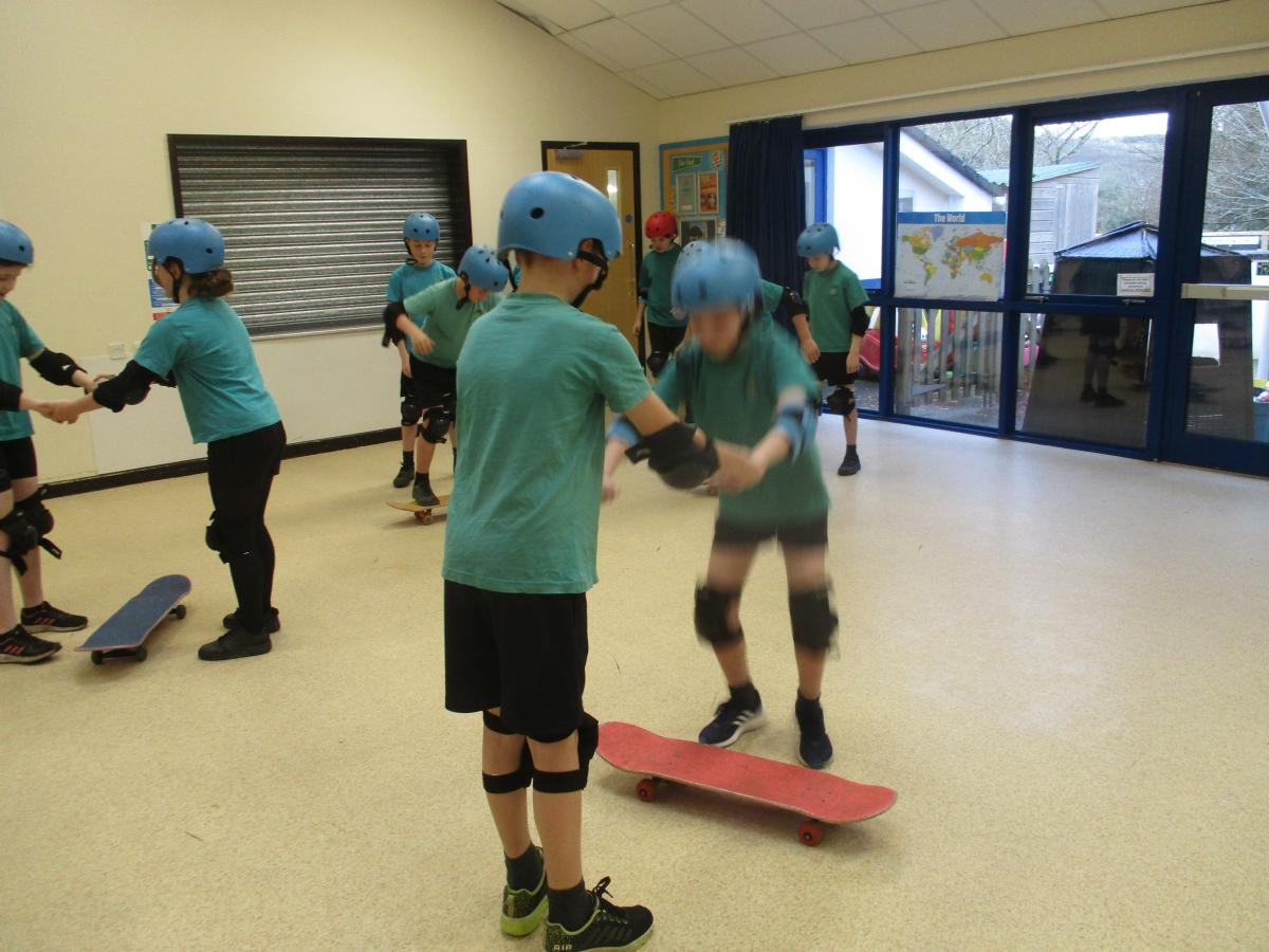 Scooter and skateboarding 