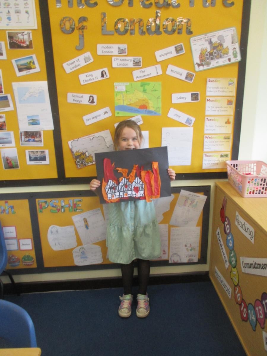 We enjoyed making collage pictures of the Great Fire of London.