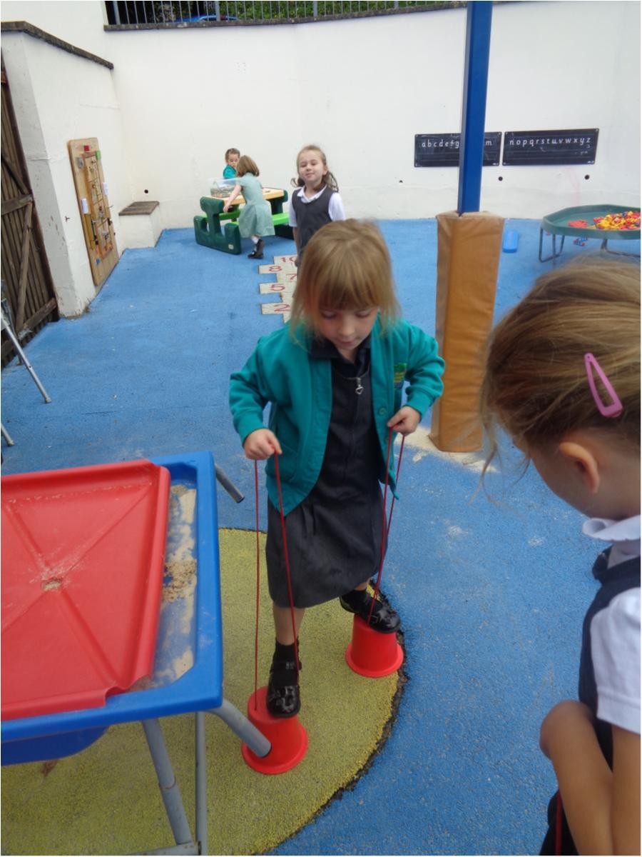 Careful on the bucket stilts. Don't fall off.