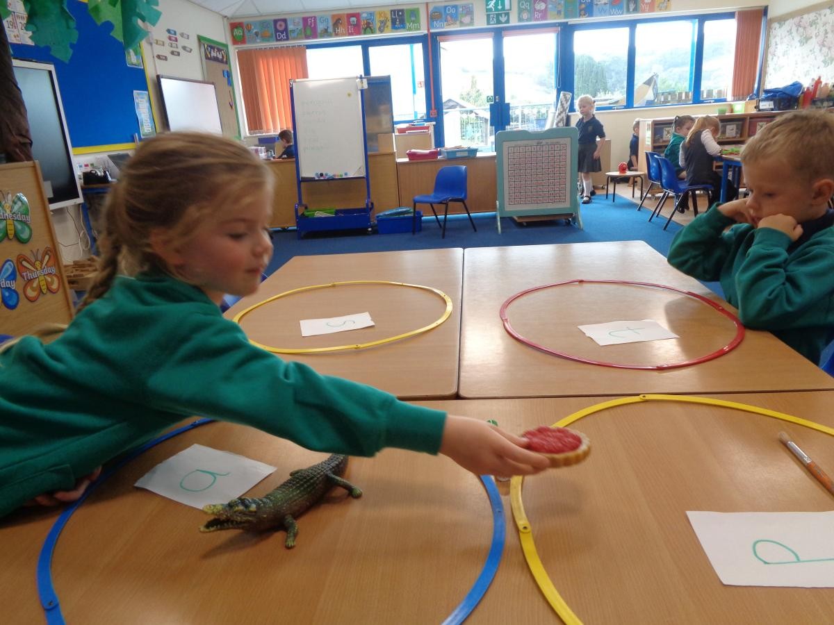 We matched the initial sound of objects to the corresponding letter.