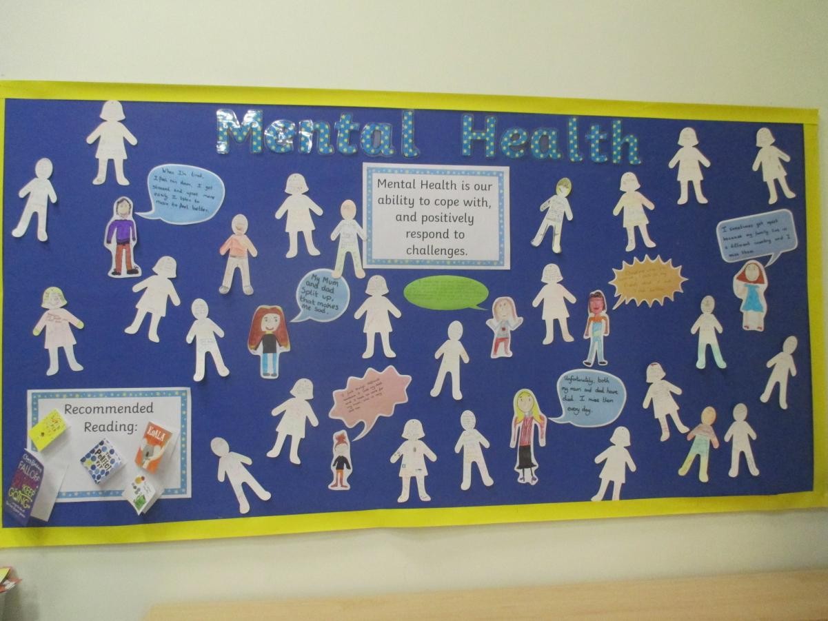 Our Mental Health display board in our school library.