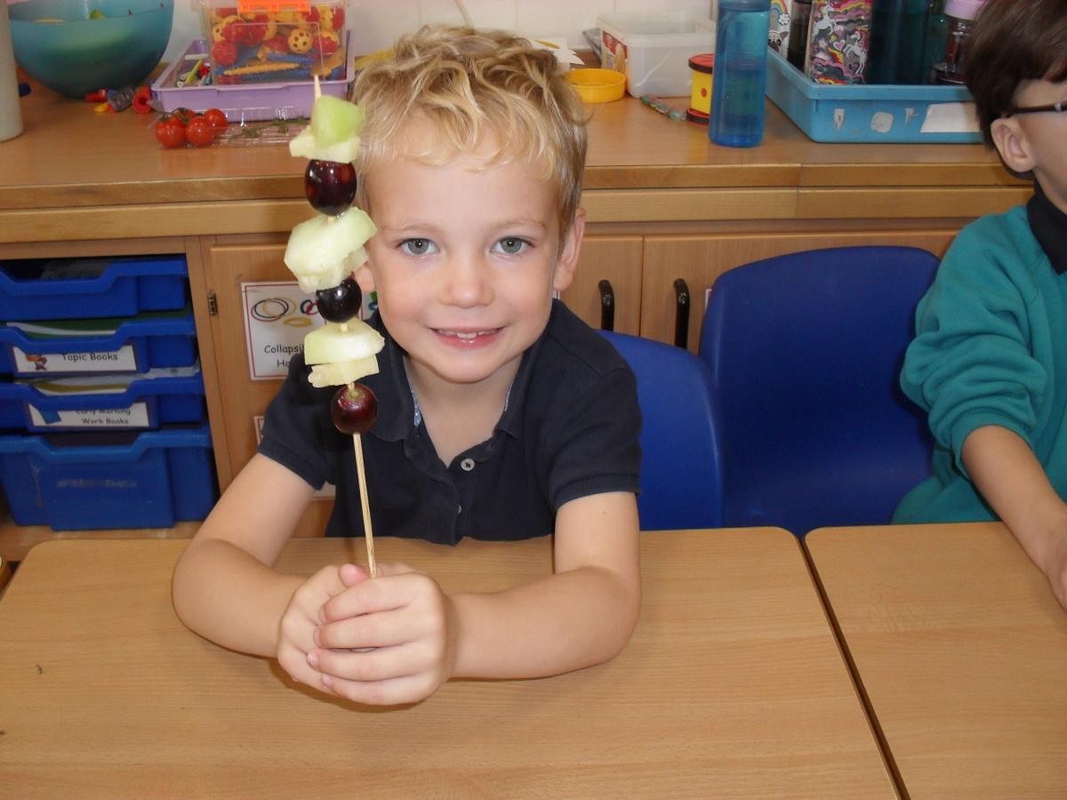 and then made a fruit kebab with a repeating pattern.