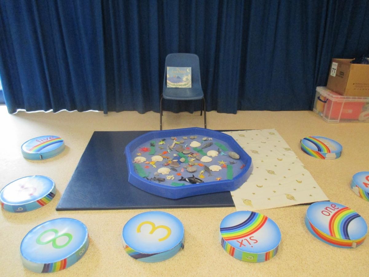 There were six story telling stations around the hall.