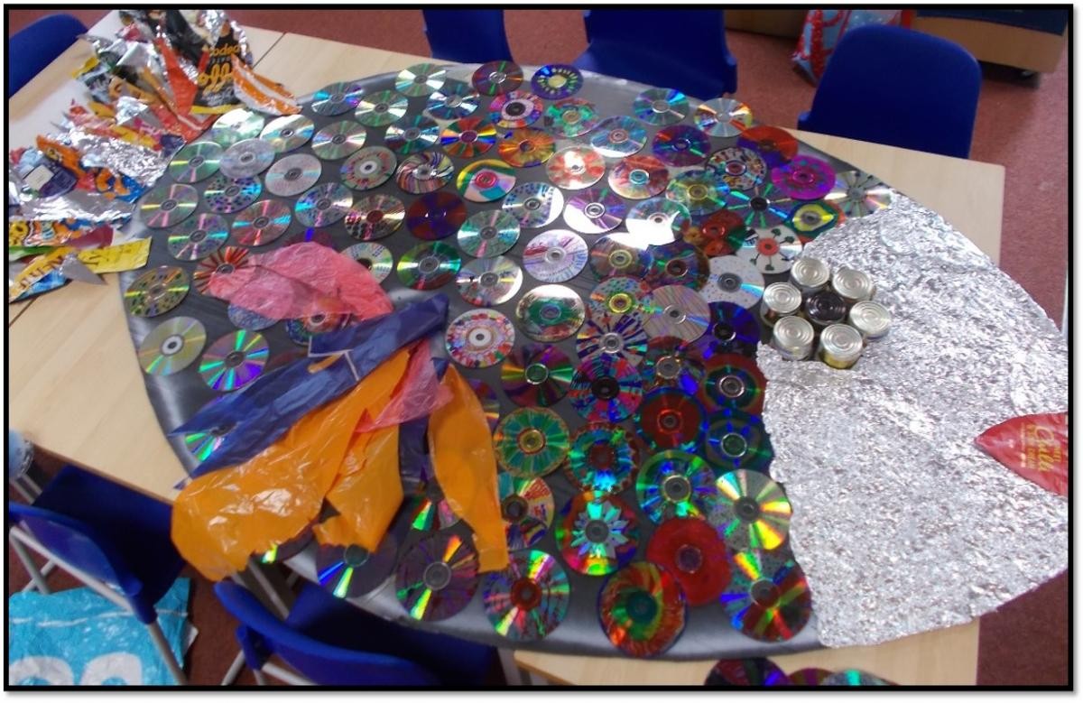 KS1 worked as a whole group to build a big fish sculpture – the Rainbow Fish . 