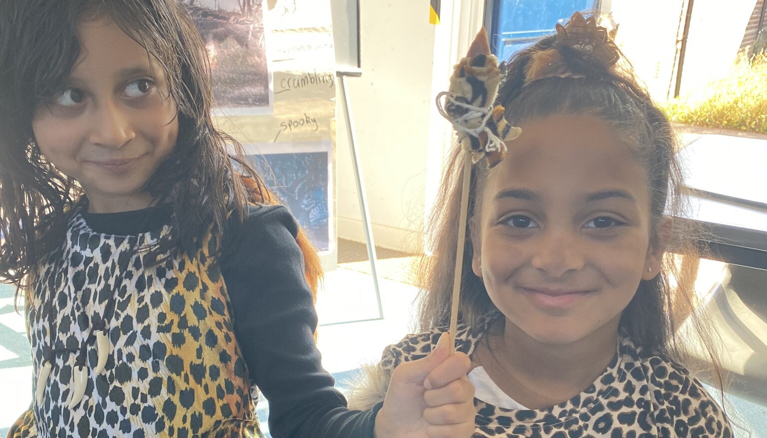 We made spears with real flint stone!