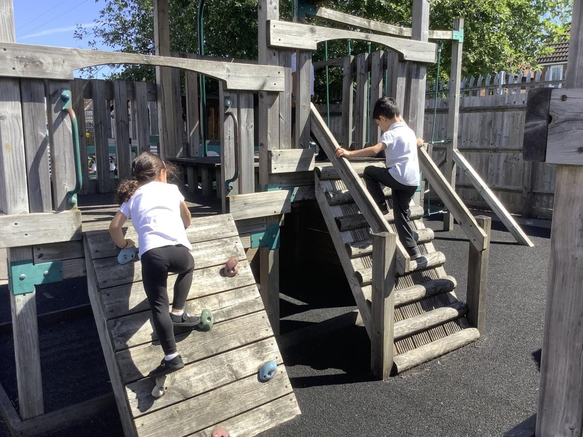 The climbing frame.
