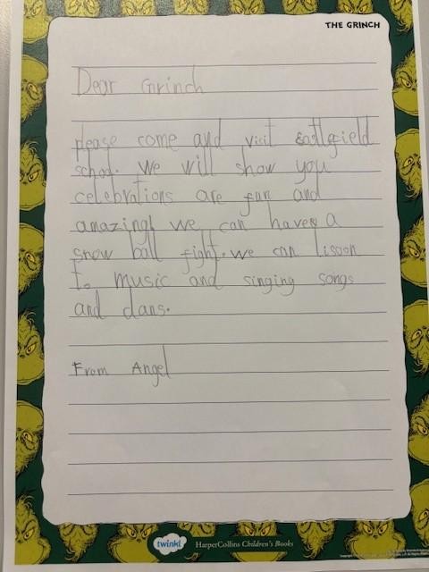 The children wrote to The Grinch and the PTA contacted him to ensure that the mean one would visit the school. 