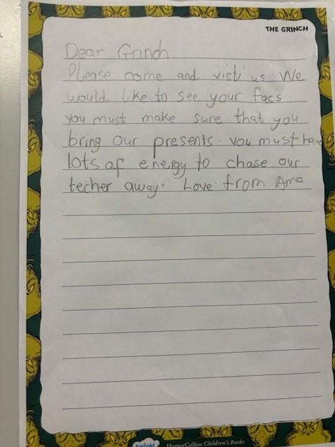 The children wrote to The Grinch and the PTA contacted him to ensure that the mean one would visit the school.
