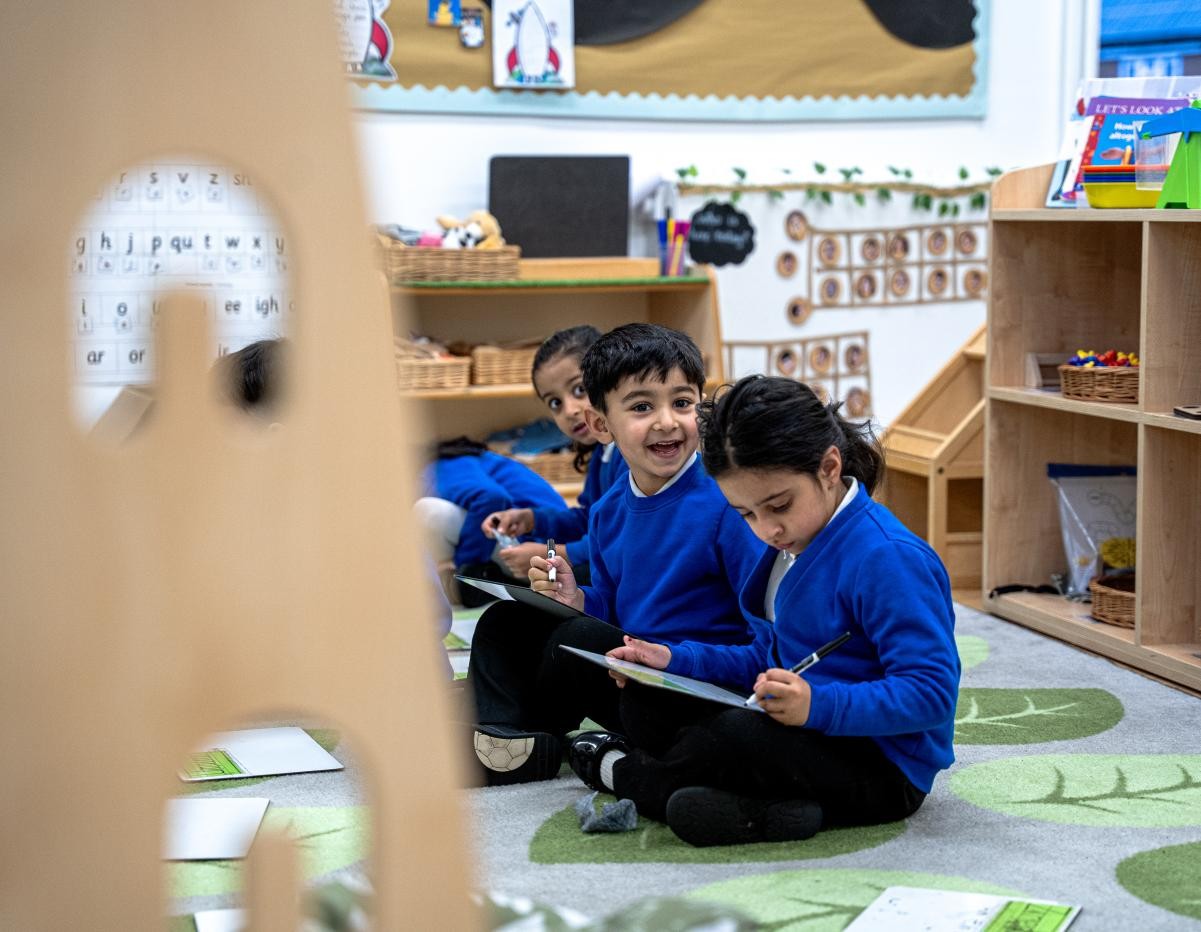 Children reading in class