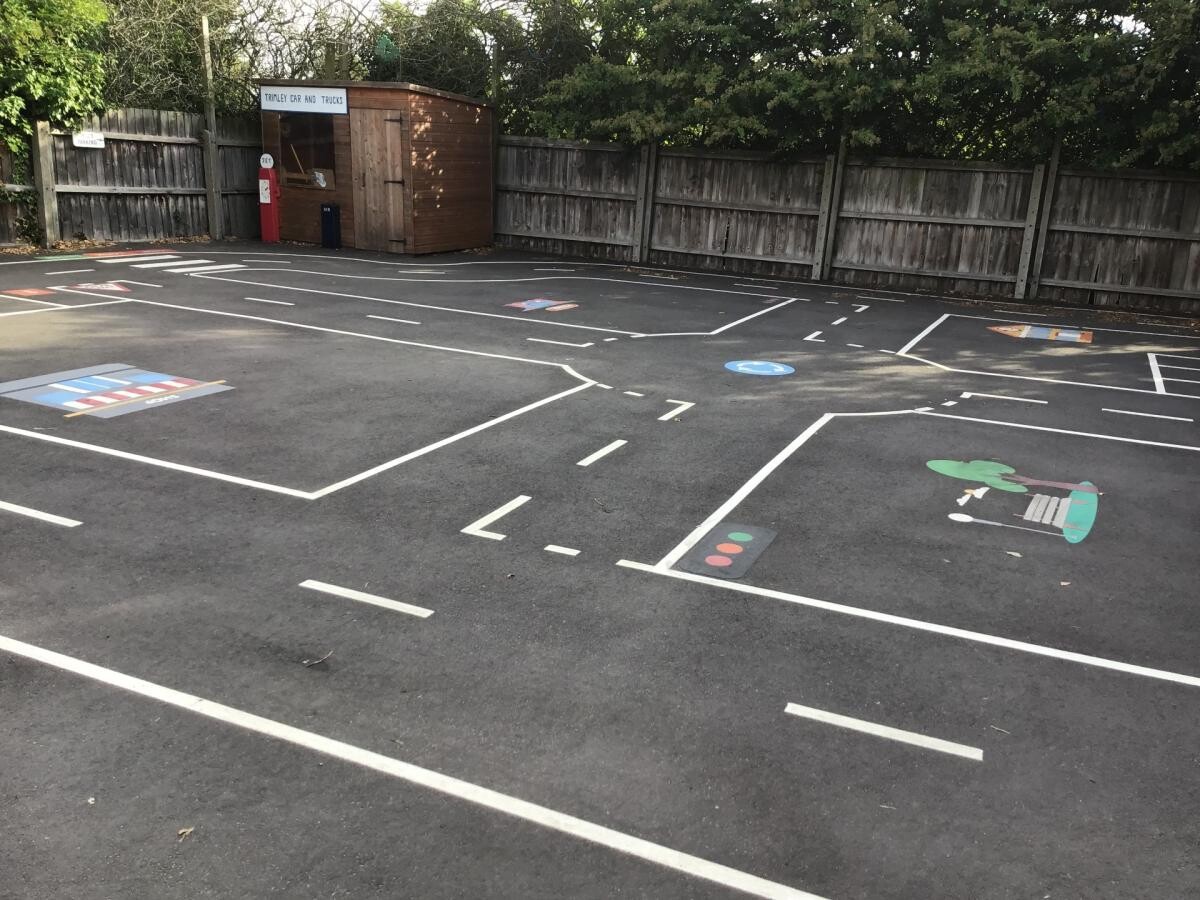 Playground painted with roadway