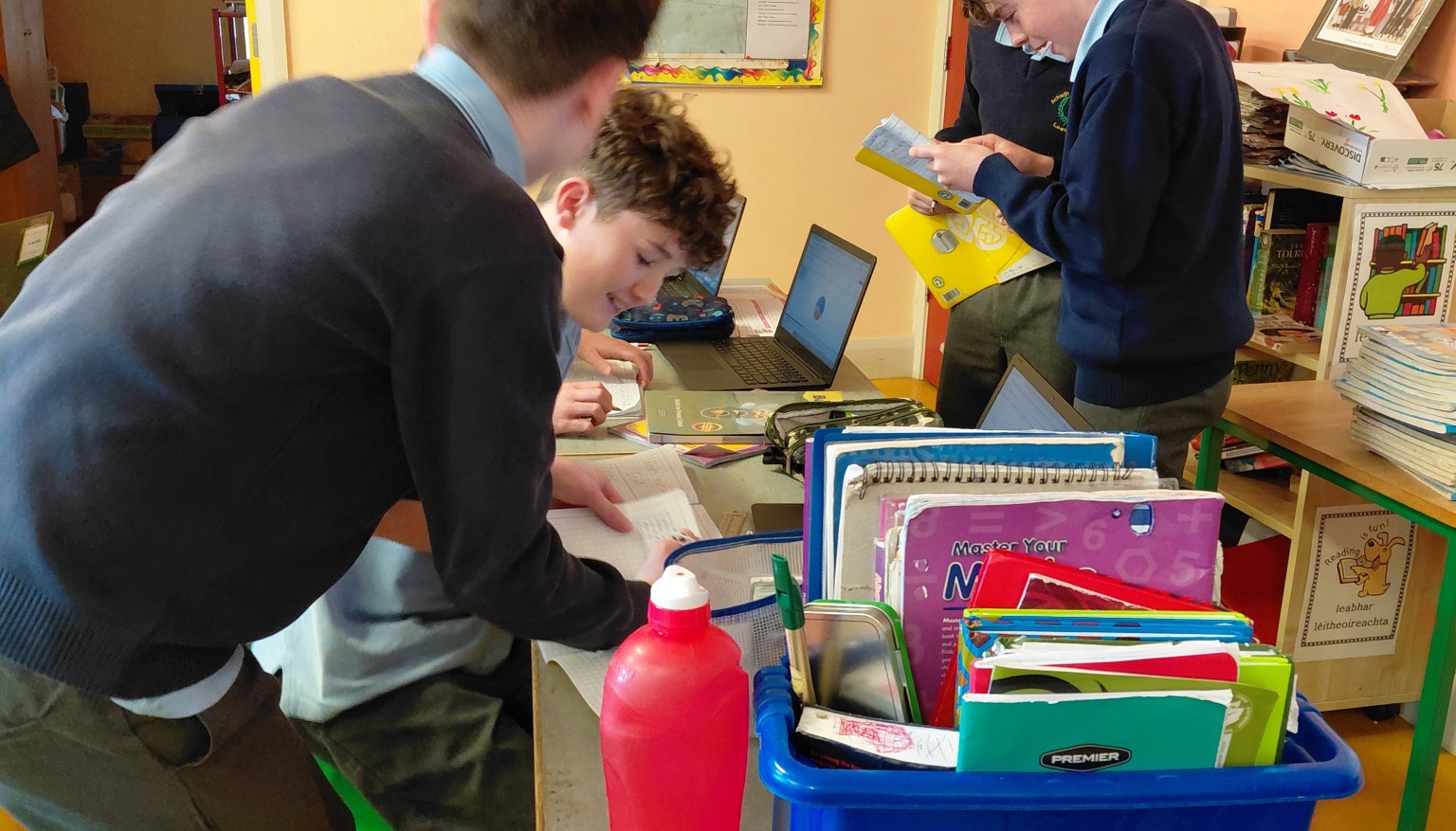 5th and 6th class carried out surveys. They used excel spreadsheets to make pie charts with their data and presented on word documents.