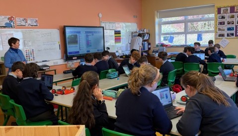 TY students came into school on Monday to do some STEM work with our senior classes. They got to program car's on the computer and make the move by the directions they had given them and they also got to create an rocket and were able to launch it. 