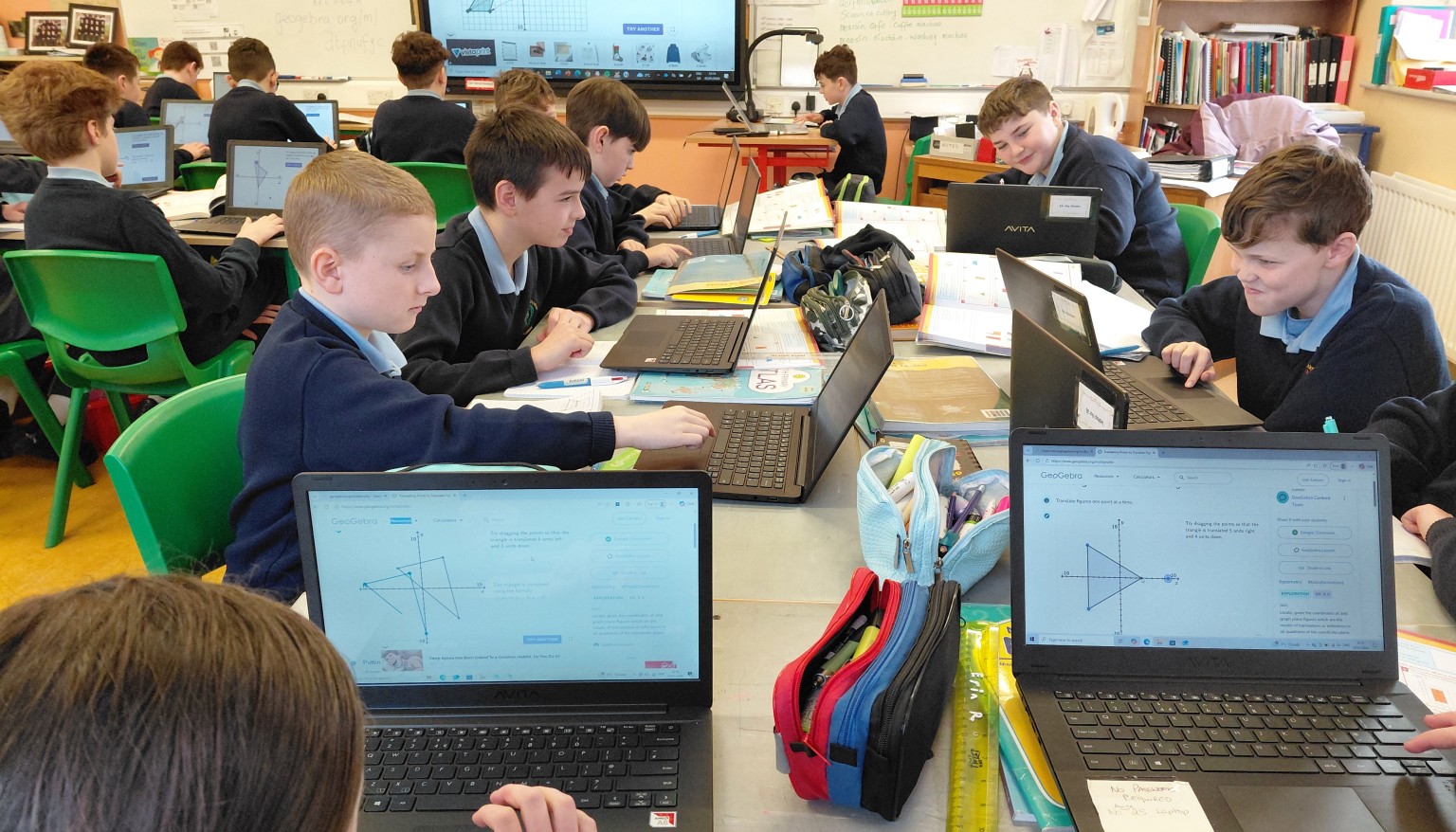 
5th and 6th class used the laptops to explore the 'Translations' element of the New Primary Maths Curriculum.