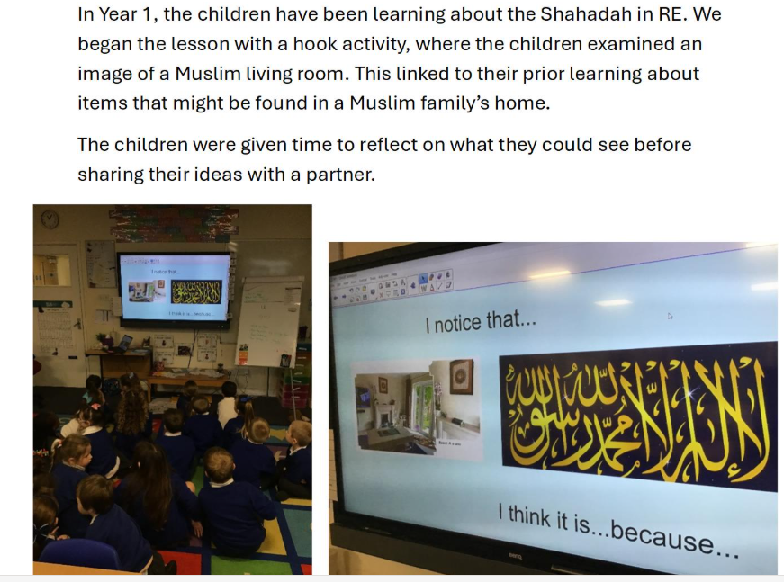 Y1 starting to learn about their new RE unit this term