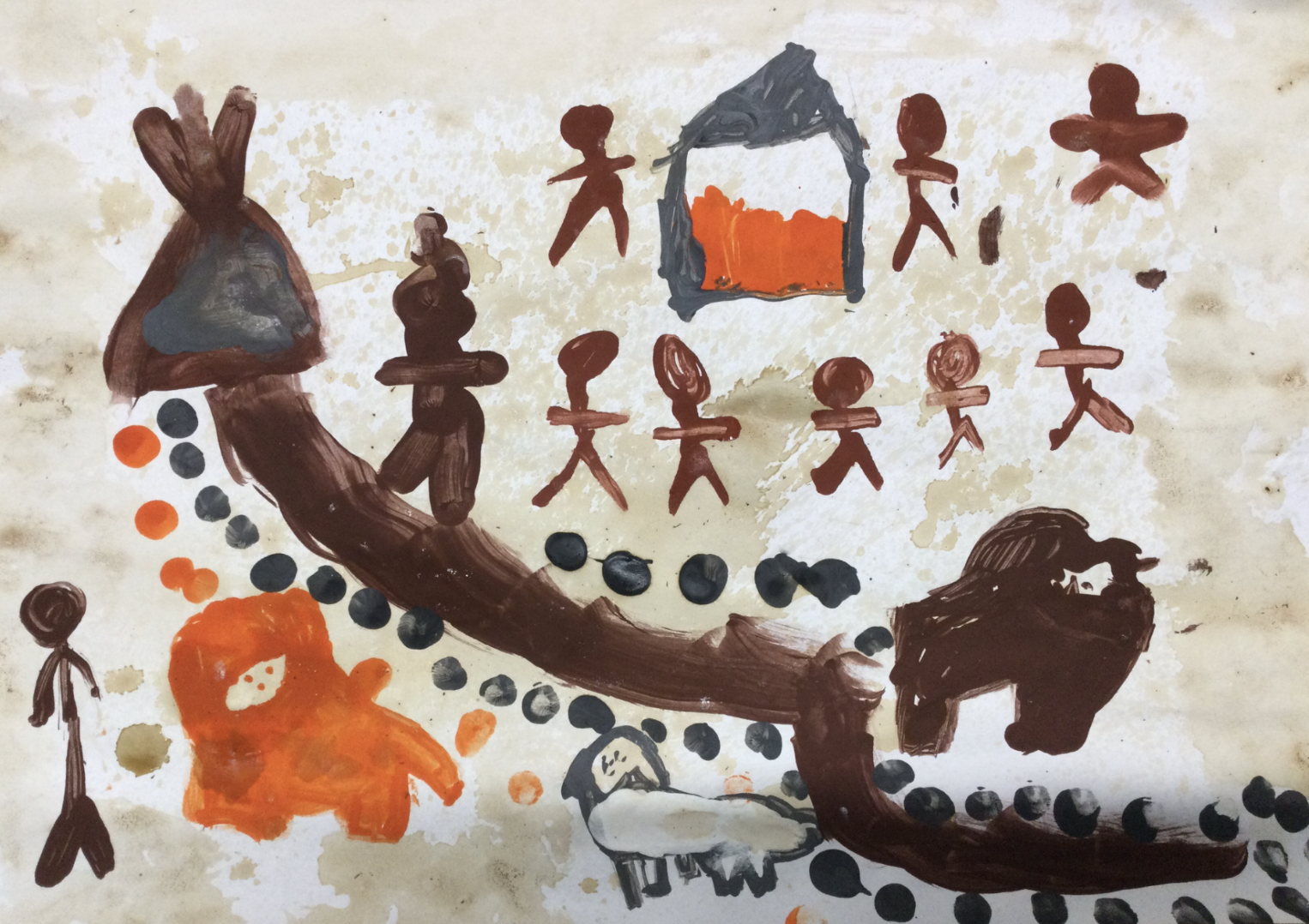 Painting exploring pre-historic art