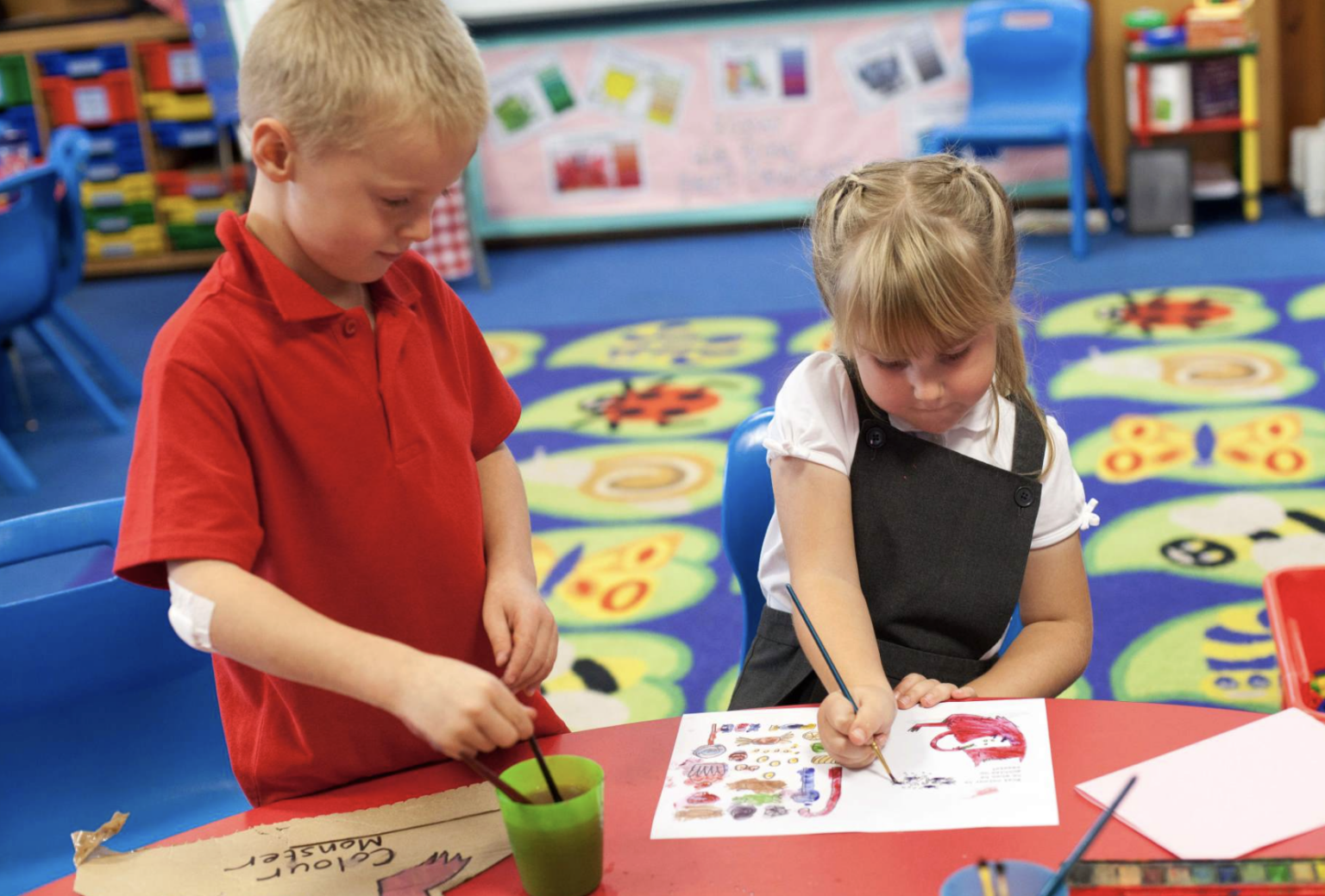 Pupils working together in the classroom