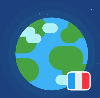 Duolingo French Earth & Flag Cartoon