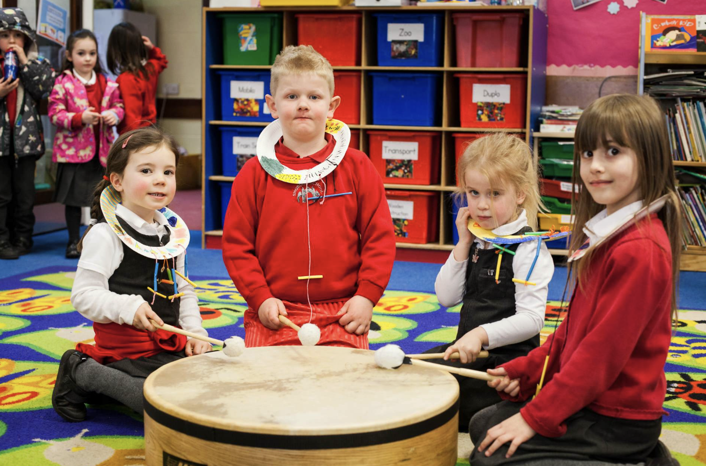 Pupils with instruments in Music