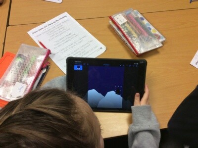 Pupil working on a tablet