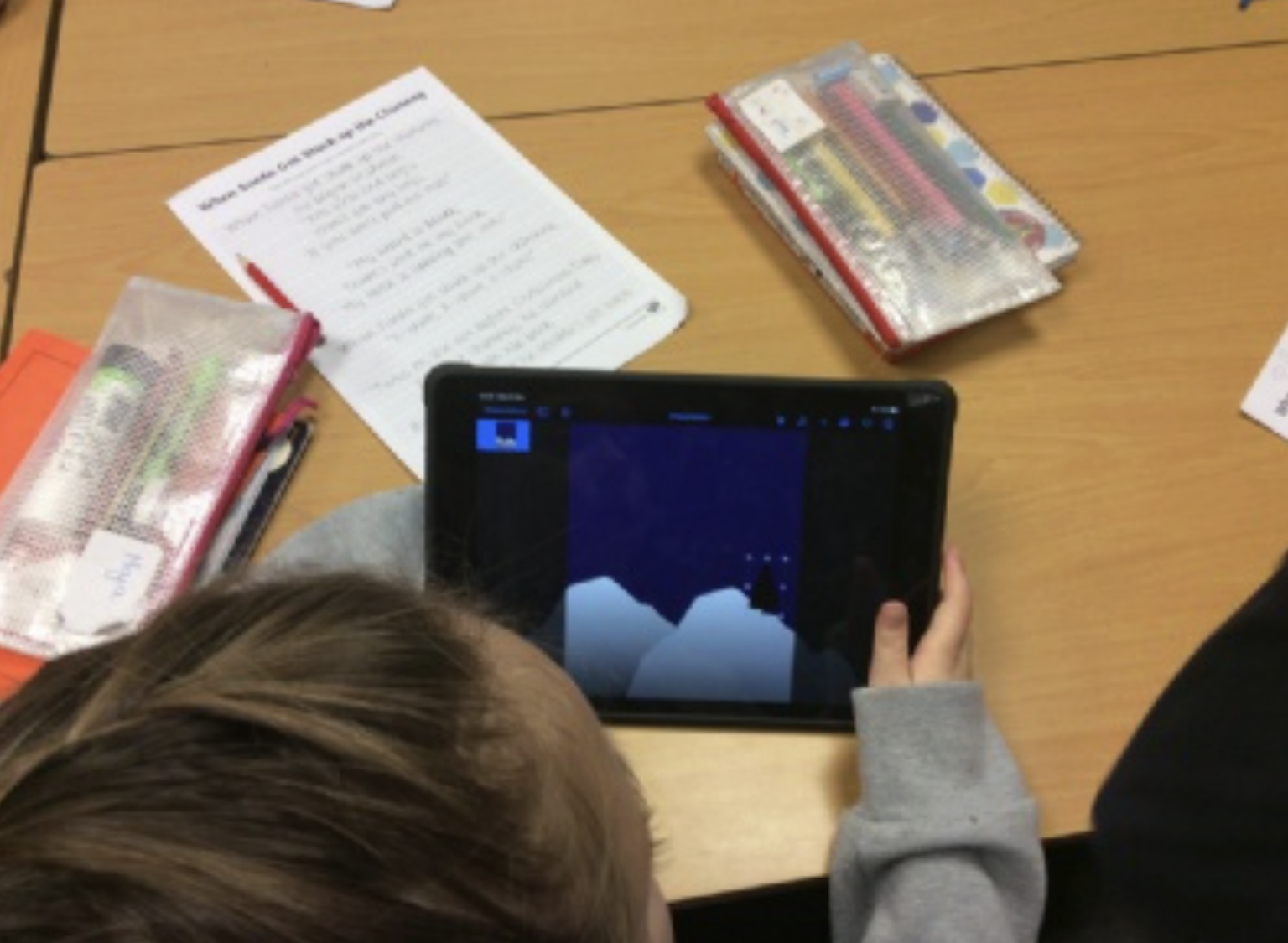 Pupil using a tablet