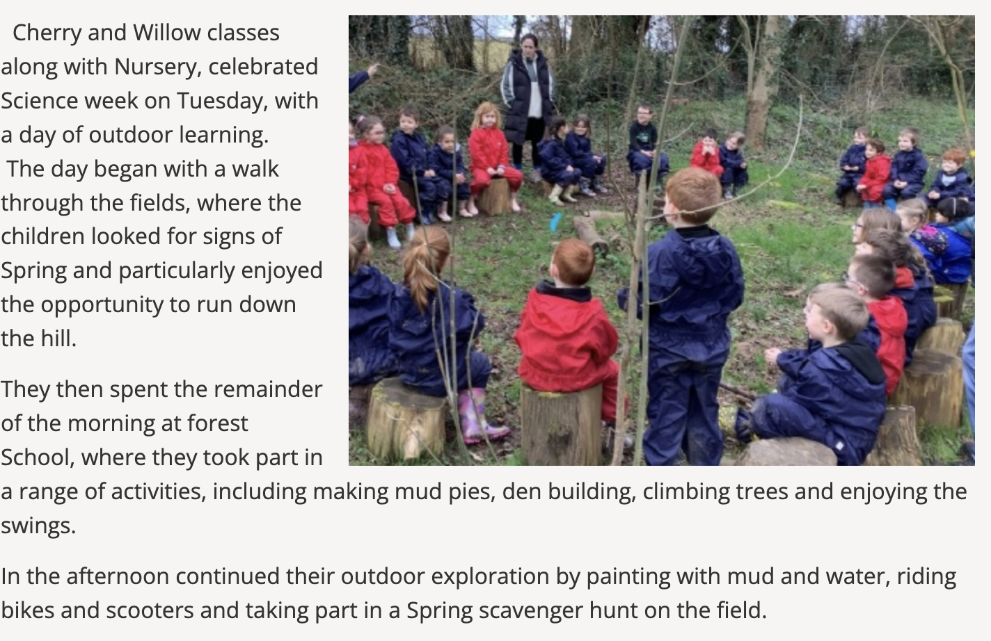 Pupils learning outdoors
